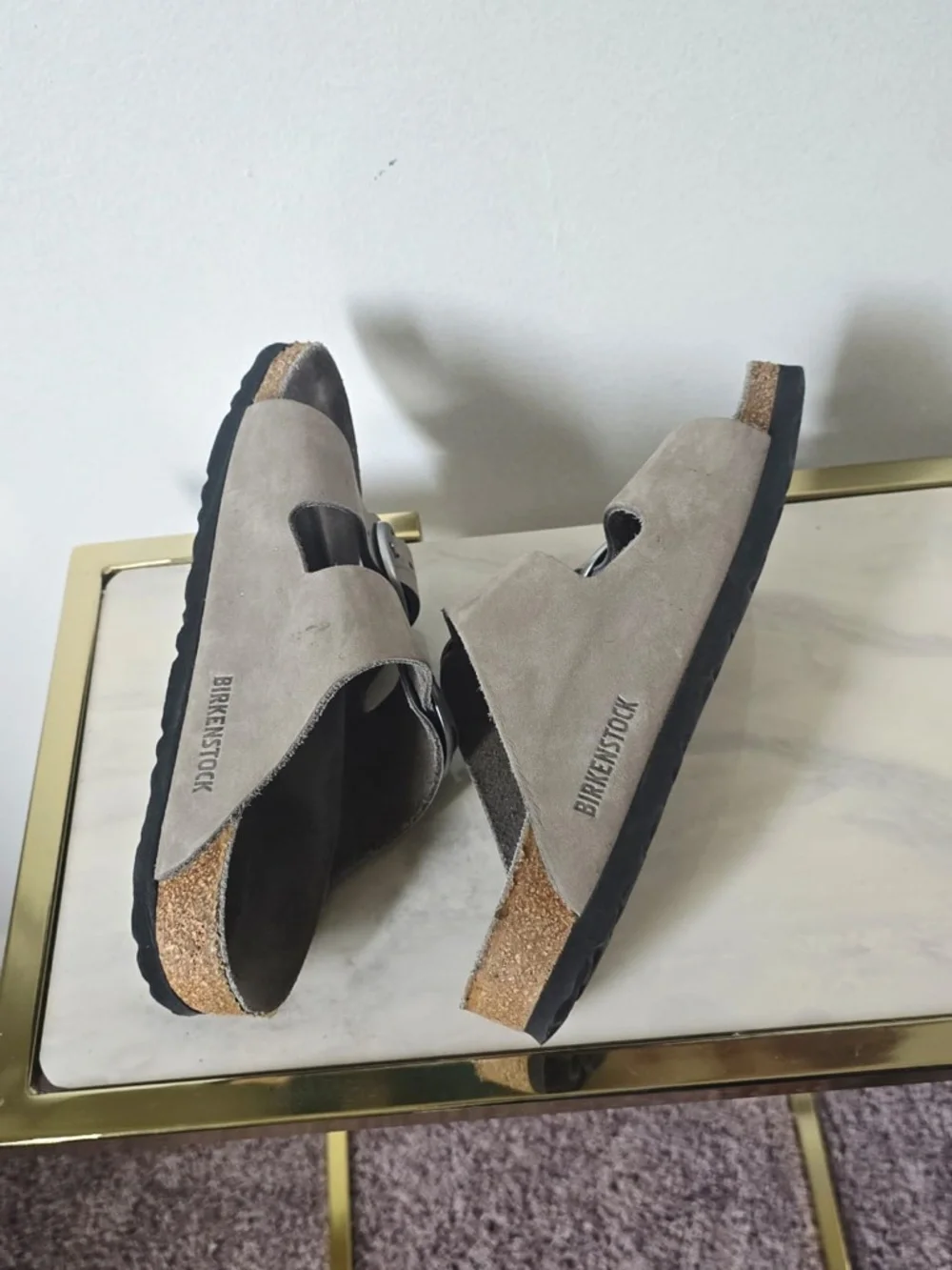 Birkenstock Arizona Big Buckle Dove Gray Sandals Size 37.